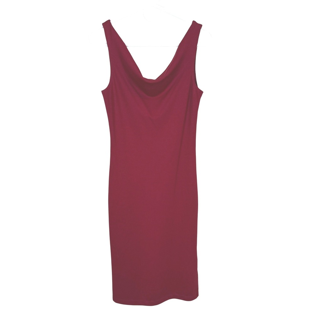 Rampage Y2K 2000 Burgundy Cowl Neck Bodycon Rayon Blend Dress Women Size Small